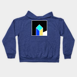 Inverted Blue Black Yellow Geometric Abstract Acrylic Painting X Kids Hoodie